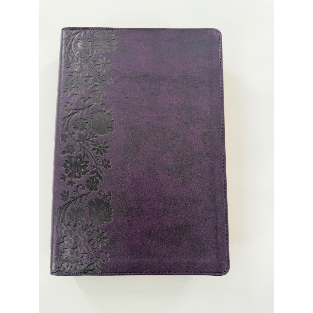 Thomas Nelson NKJV Single-Column Wide-Margin Bible Purple Floral Leathersoft